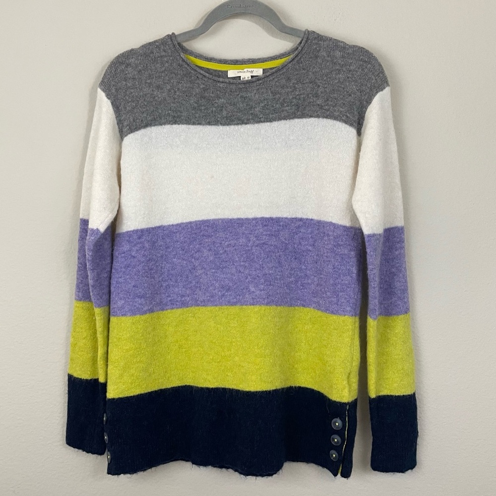 White Stuff Striped‎ Crewneck Alpaca Wool Blend Sweater Size 6